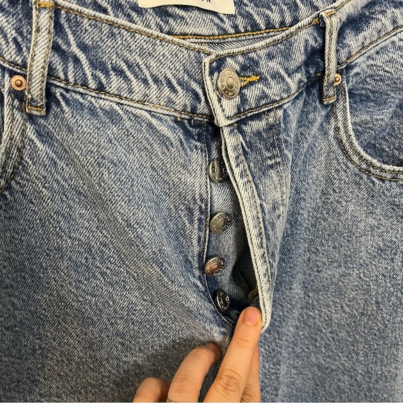 🤍 PacSun Medium Wash High-Rise Straight Jeans w/ Raw Hem Sz 30 | NWT - Picture 6 of 9